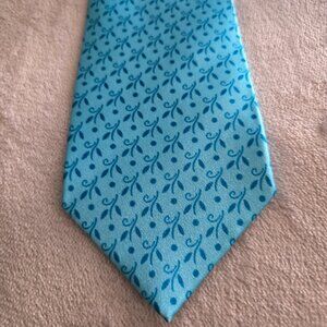 DOLCEPUNTA Italy Handmade 100% Silk Tie-Sky blue Geometric Floral self-tip